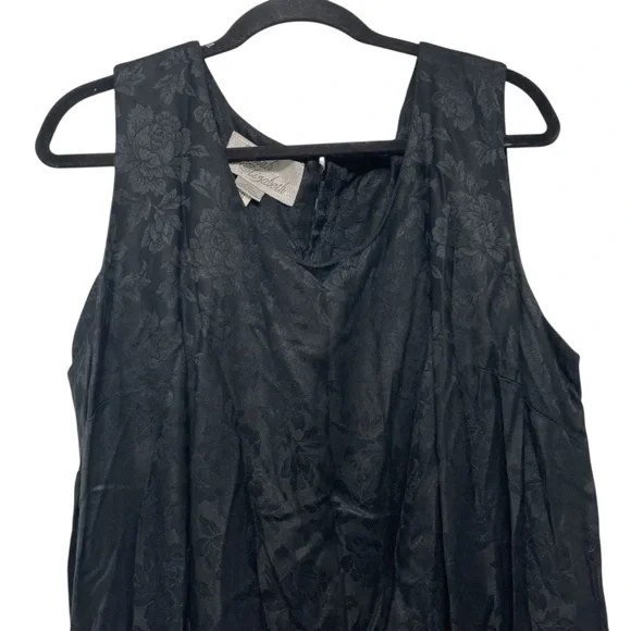 Vintage Sarah Elizabeth 1990s Black Rose Jacquard Sleeveless Rayon Maxi Dress - Picture 3 of 7